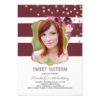 Burgundy Floral and Gold Photo Birthday Sweet 16 Card