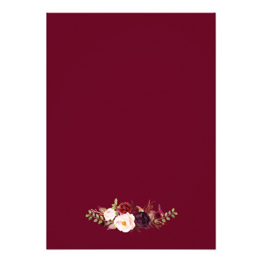Burgundy Marsala Red Floral Chic Engagement Party Card - Image 2