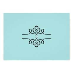 Calligraphy Elegance Aqua Rehearsal Dinner Card - Image 2