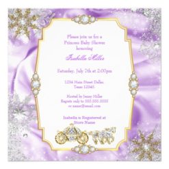 Carriage Princess Baby Shower Purple Ethnic Card - Image 2