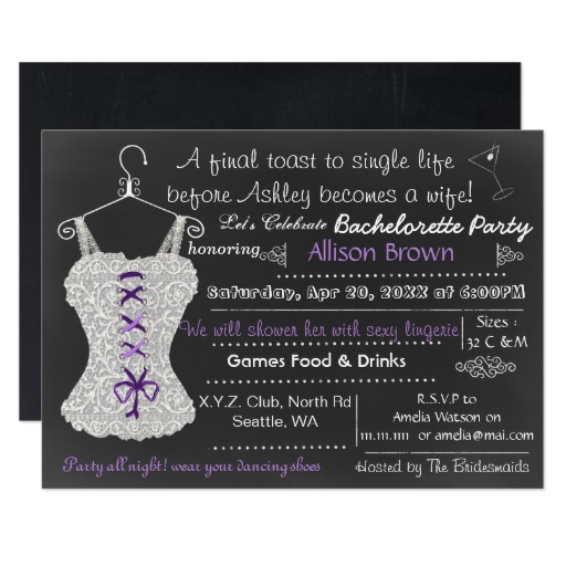 Chalkboard Lace Lingerie Shower Bachelorette Card