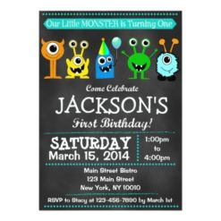 Chalkboard Monster First Birthday Invitation