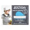 Chalkboard Nautical Whale 1st Birthday Invitation