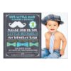 Chalkboard Photo Mustache 1st Birthday Invitation