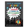 Chalkboard Superhero 1st Birthday Invitation