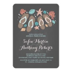 Chalkboard flip flops beach rehearsal dinner card