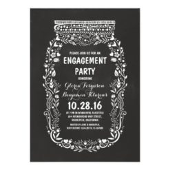 Chalkboard mason jar rustic engagement party card