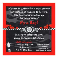 Checkered Flag Race Car Baby Shower Invitations