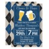 Cheers & Beers Trendy Blue Bachelor Party Card
