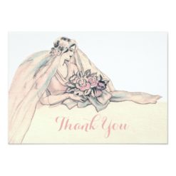 Chic Edwardian Flapper Bride Vintage Thank You Card