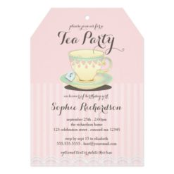 Chic Teacup on Pink Birthday Tea Party Card