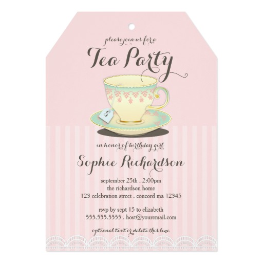 Chic Teacup on Pink Birthday Tea Party Card