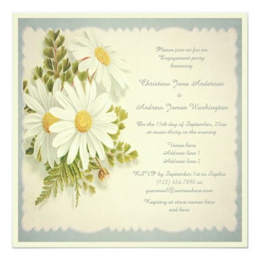 Chic Vintage Daisies Engagement Party Card - Image 2