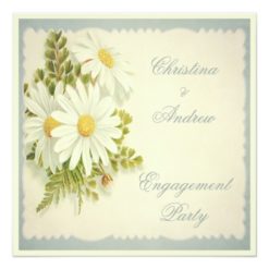 Chic Vintage Daisies Engagement Party Card