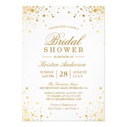 Classy Trendy Gold Confetti Dots Bridal Shower Card