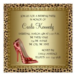 Cocktails Red High Heel Shoes Leopard Birthday Card - Image 2