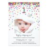 Colorful Confetti 1st Birthday Photo Invitations