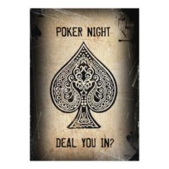 Cool Grunge Retro Poker Ace Of Spades Party Invite