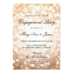 Copper Bokeh Lights Elegant Engagement Party Card