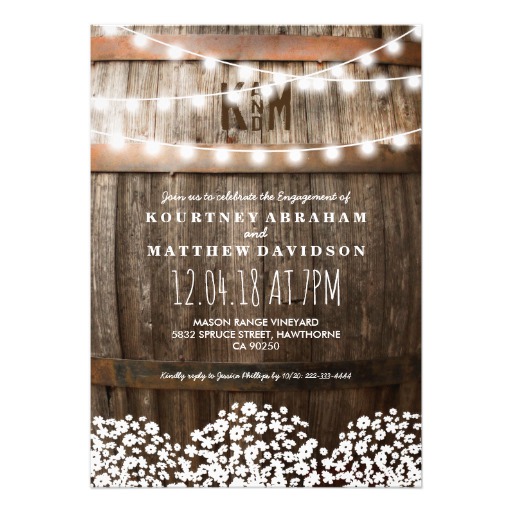 Country Rustic Engagement | String of Lights Card