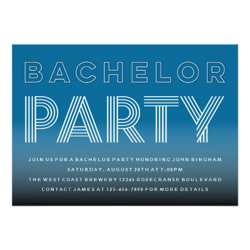 Custom Color Classy Bachelor Party Invitations
