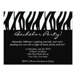 CustomInvites Zebra Bachelor Party Invitations
