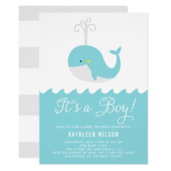 Cute Blue Baby Whale It's a Boy Baby Shower Card