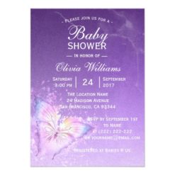 Cute Purple Butterfly Baby Shower Templates