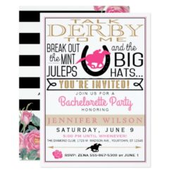 Derby Bachelorette Black/Gold/Pink Roses Custom Card