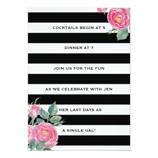 Derby Bachelorette Party Black/Gold/Pink Roses Card - Image 2