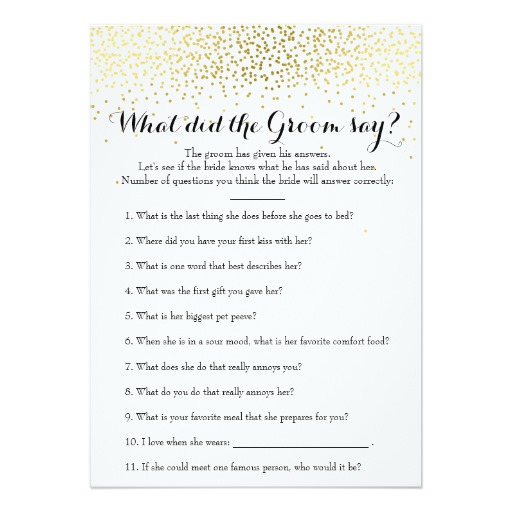 Double Side Gold Confetti Bridal Shower Games Card - Image 2