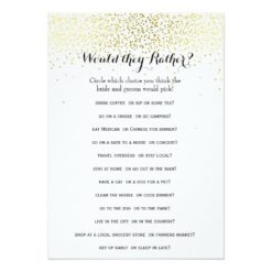Double Side Gold Confetti Bridal Shower Games Card