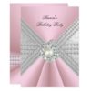 Elegant 50th Birthday Silver Pink Diamond Pearl Card