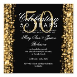 Elegant 50th Wedding Anniversary Sparkles Gold Card