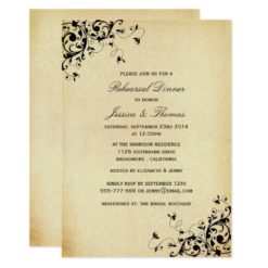 Elegant Antique Swirls Wedding Rehearsal Dinner Card