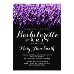 Elegant Bachelorette Party Falling Stars Purple Card