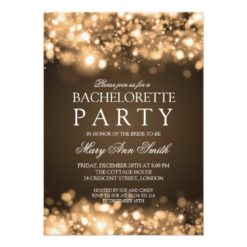 Elegant Bachelorette Party Sparkling Lights Gold Card