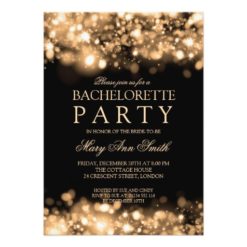 Elegant Bachelorette Party Sparkling Lights Gold Card