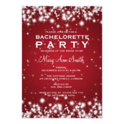 Elegant Bachelorette Party Winter Sparkle Red Card