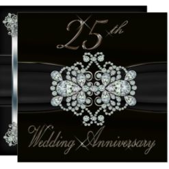 Elegant Diamonds 25th Silver Wedding Anniversary Card