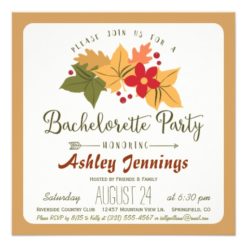 Elegant Fall Leaves & Berries Bachelorette Party Card