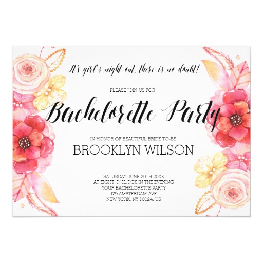 Elegant Floral Bachelorette Party Invitations