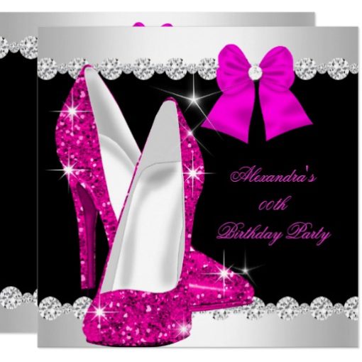 Elegant Glitter Hot Pink High Heels Birthday Card