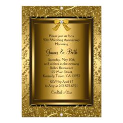 Elegant Gold Damask Photo 50th Anniversary Invite - Image 2