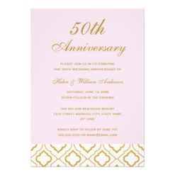 Elegant Gold & Pink 50th Wedding Anniversary Card
