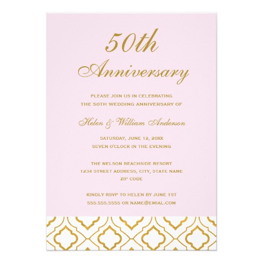 Elegant Gold & Pink 50th Wedding Anniversary Card