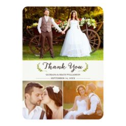 Elegant Laurels Wedding Thank You Photo Flat Card