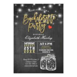Elegant Mason Jar String Lights Bachelorette Party Card