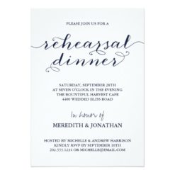 Elegant Navy Blue Rehearsal Dinner Card