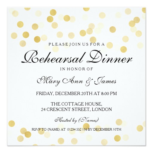 Elegant Rehearsal Dinner Gold Foil Glitter Lights Card